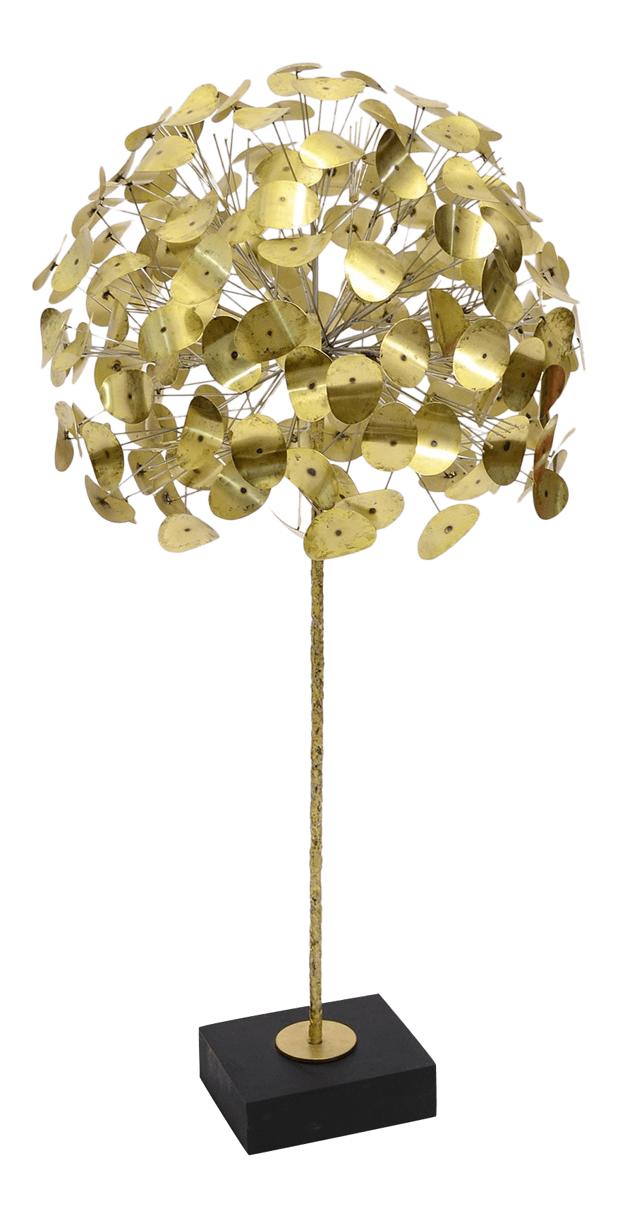 Brutalist lifesize dandelion brass sculpture created by Curtis Jere.
